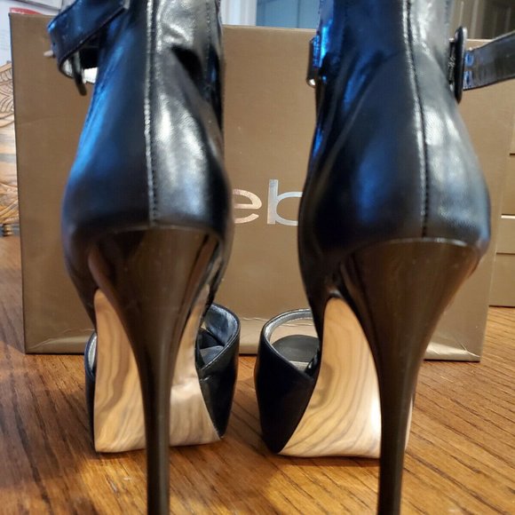 bebe Lucie black leather high heels NIB! - Picture 4 of 5